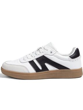 LUCKY STEP White Sneakers with Black Side Accent and Gum Sole